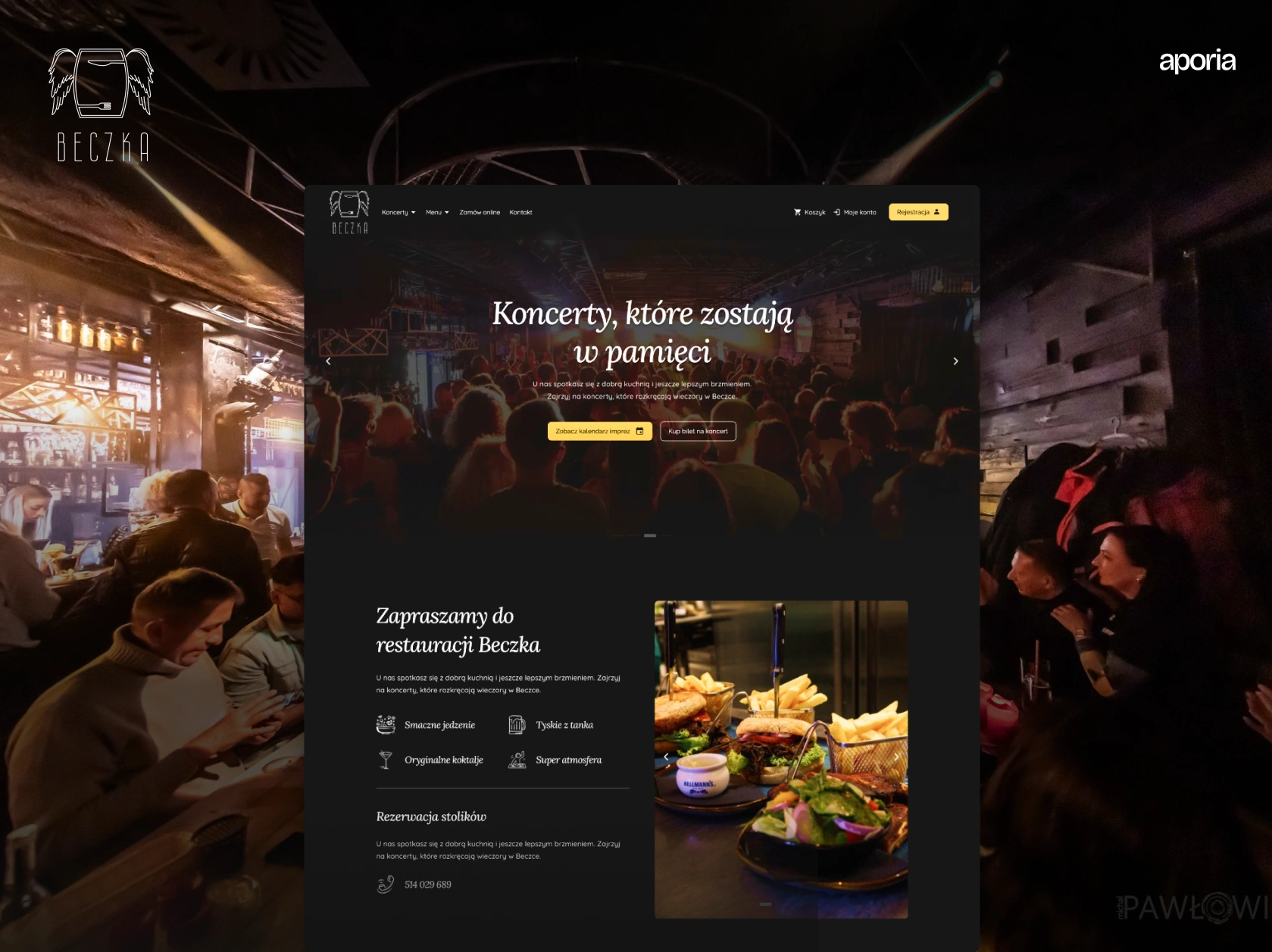 Strona Beczka Elbląg zbudowana przez Aporia: koncerty, restauracja i menu w jednym miejscu.